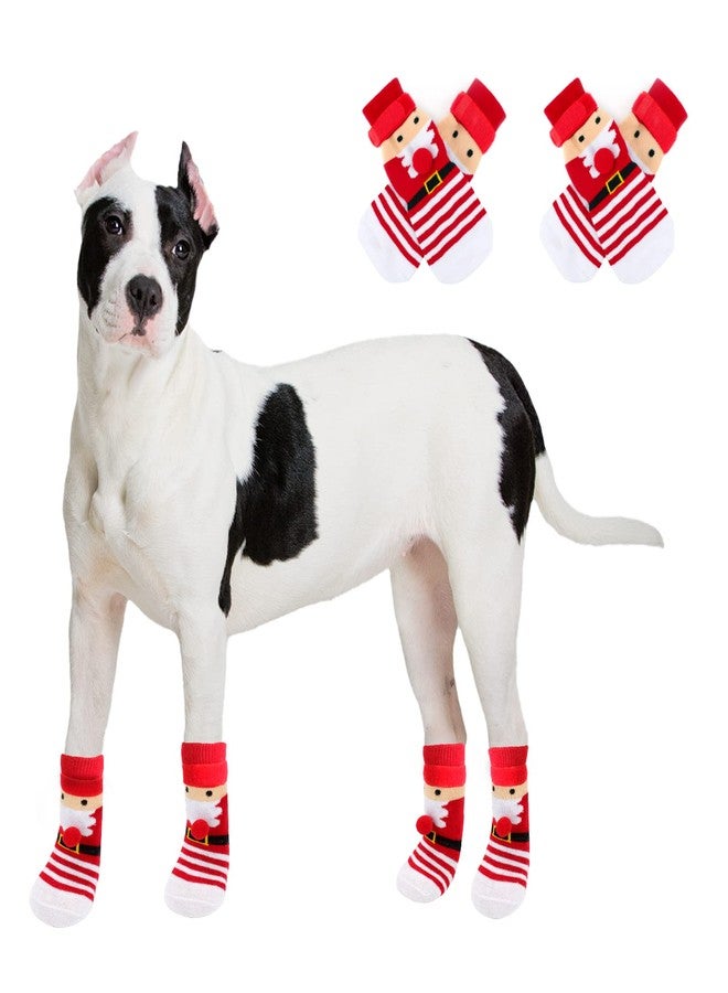 Rypet 2 Pairs Christmas Dog Socks Non Slip Dog Grip Socks with Adjustable Straps Traction Control for Indoor & Hardwood Floor, Pet Paw Protector for Small Medium Large Dogs - Image 1